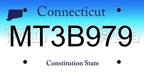 MT3B979 Connecticut License Plate