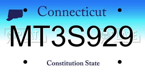 MT3S929 Connecticut License Plate