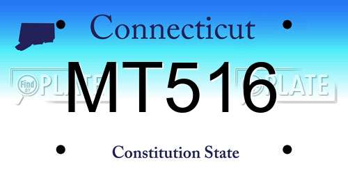 MT516 Connecticut License Plate
