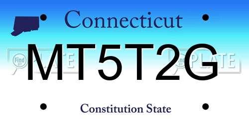 MT5T2G Connecticut License Plate