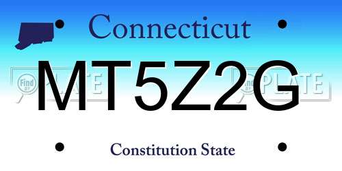 MT5Z2G Connecticut License Plate