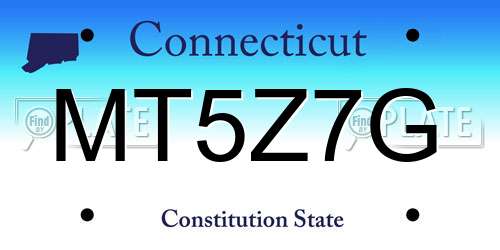 MT5Z7G Connecticut License Plate