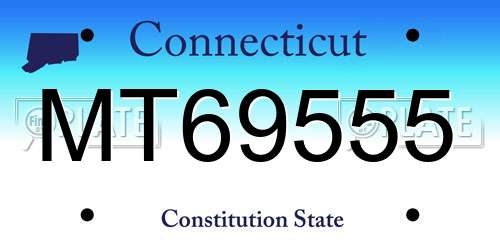MT69555 Connecticut License Plate