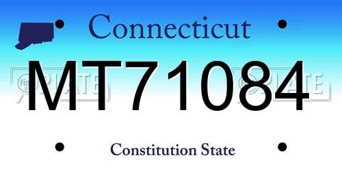 MT71084 Connecticut License Plate