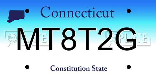 MT8T2G Connecticut License Plate