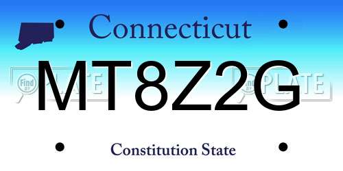 MT8Z2G Connecticut License Plate