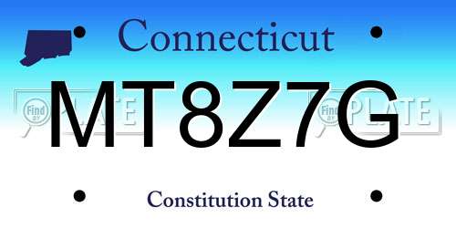 MT8Z7G Connecticut License Plate