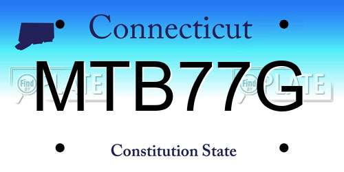 MTB77G Connecticut License Plate