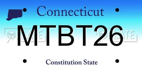 MTBT26 Connecticut License Plate
