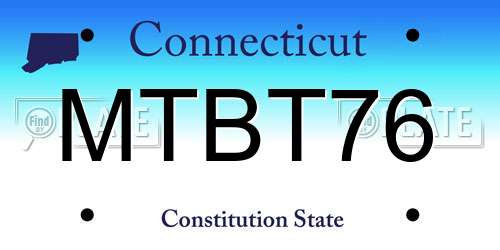 MTBT76 Connecticut License Plate