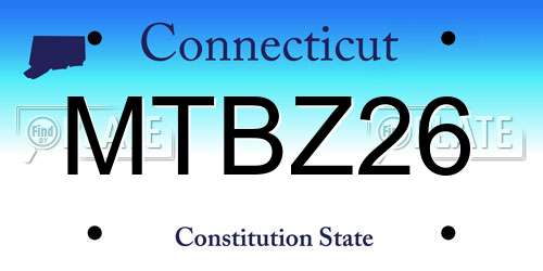 MTBZ26 Connecticut License Plate