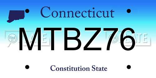 MTBZ76 Connecticut License Plate