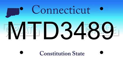 MTD3489 Connecticut License Plate