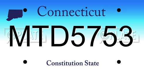 MTD5753 Connecticut License Plate