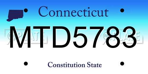 MTD5783 Connecticut License Plate