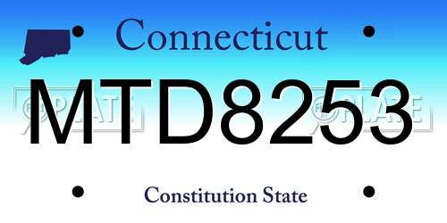 MTD8253 Connecticut License Plate