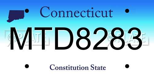 MTD8283 Connecticut License Plate