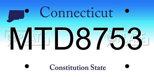 MTD8753 Connecticut License Plate