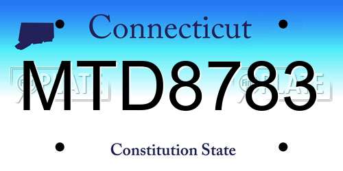 MTD8783 Connecticut License Plate