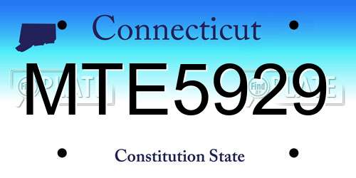 MTE5929 Connecticut License Plate