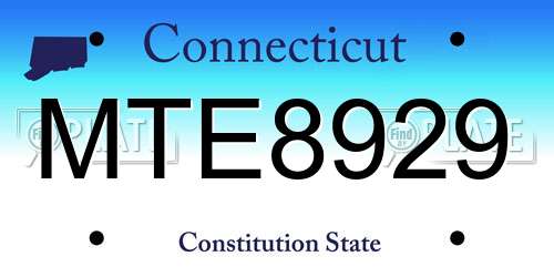 MTE8929 Connecticut License Plate