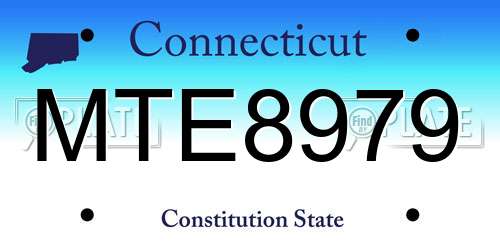 MTE8979 Connecticut License Plate