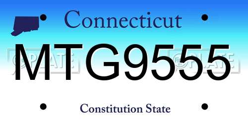 MTG9555 Connecticut License Plate