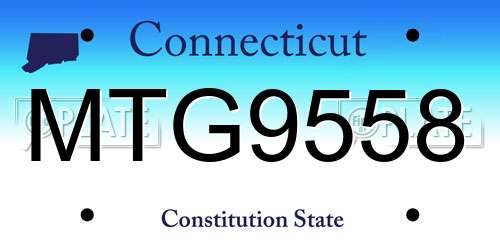 MTG9558 Connecticut License Plate