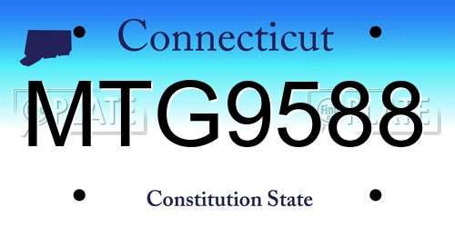 MTG9588 Connecticut License Plate