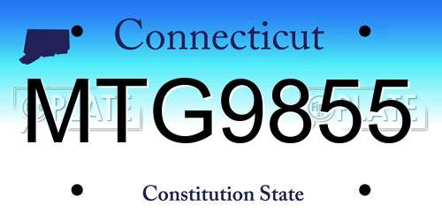 MTG9855 Connecticut License Plate