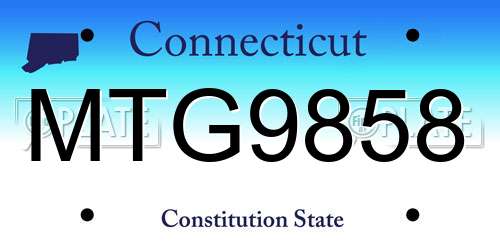 MTG9858 Connecticut License Plate