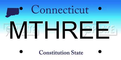 MTHREE Connecticut License Plate