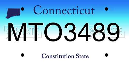 MTO3489 Connecticut License Plate