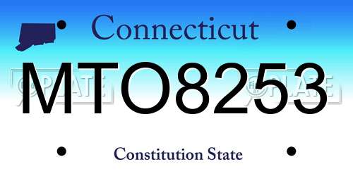 MTO8253 Connecticut License Plate