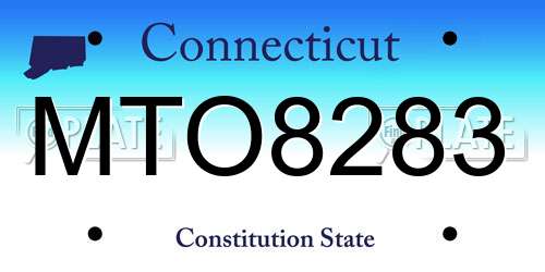MTO8283 Connecticut License Plate
