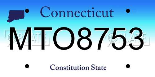 MTO8753 Connecticut License Plate