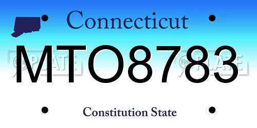 MTO8783 Connecticut License Plate
