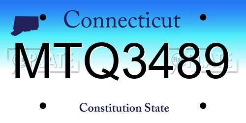 MTQ3489 Connecticut License Plate