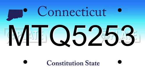 MTQ5253 Connecticut License Plate