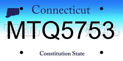 MTQ5753 Connecticut License Plate