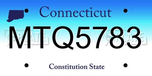 MTQ5783 Connecticut License Plate