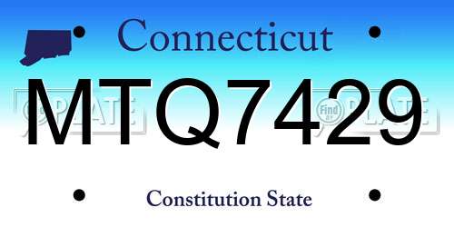 MTQ7429 Connecticut License Plate