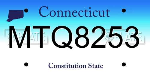 MTQ8253 Connecticut License Plate
