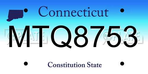 MTQ8753 Connecticut License Plate