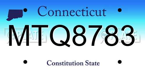 MTQ8783 Connecticut License Plate
