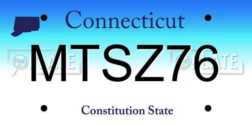 MTSZ76 Connecticut License Plate