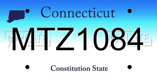 MTZ1084 Connecticut License Plate