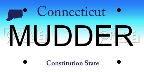 MUDDER Connecticut License Plate