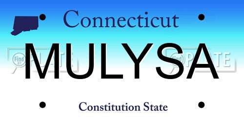 MULYSA Connecticut License Plate
