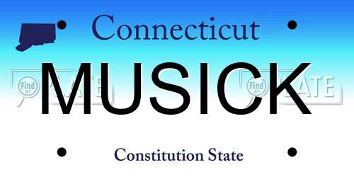 MUSICK Connecticut License Plate